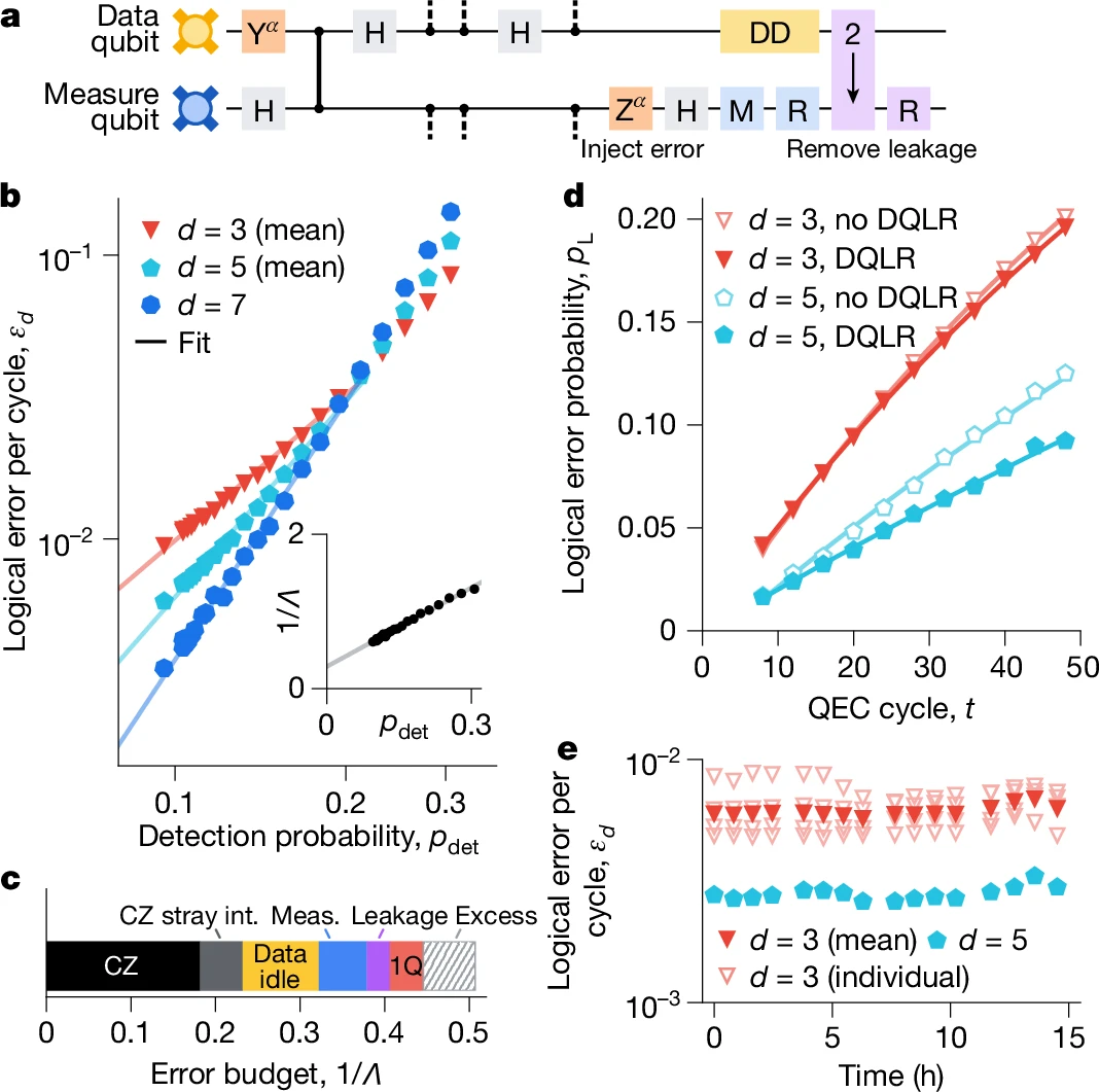 Quantum Error Correction Below the Surface Code Threshold